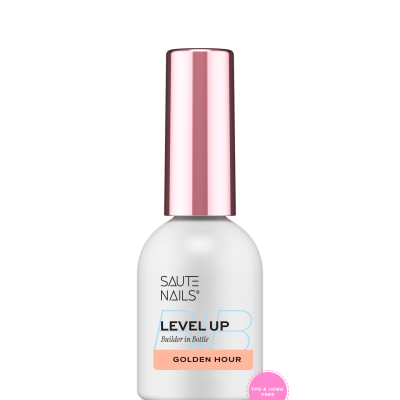 Frasco branco fosco de verniz de unhas com tampa rosa metálica e rótulo com texto