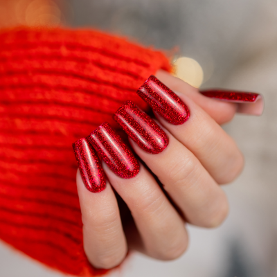 Verniz Gel S291 - Merry Cranberry (Vermelho com Partículas Cintilantes)