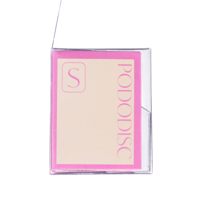 Acessório Pododisc tamanho S em embalagem transparente com fundo branco