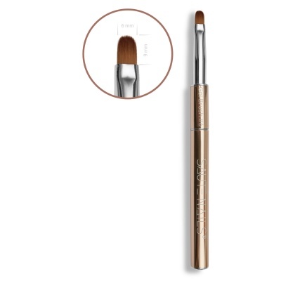 Pincel de maquilhagem dourado com cerdas castanhas