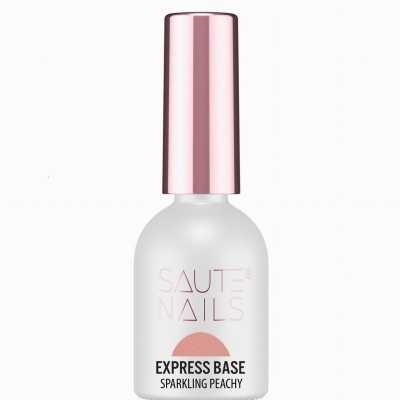 Frasco de base para unhas com tampa cor de rosa e corpo branco opaco
