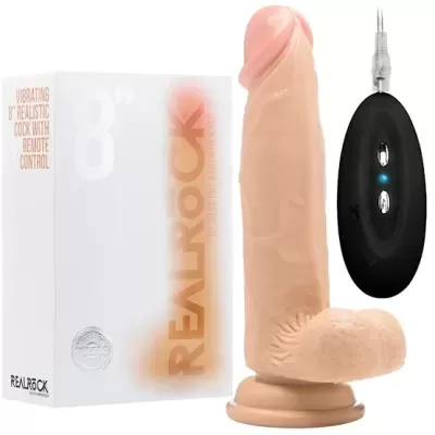 Vibrador Realístico Branco com Testículos 8” - 14cm