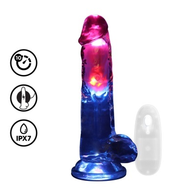 Vibrador RealRock 20 cm com LED e Comando — Prazer Realista e Mãos Livres