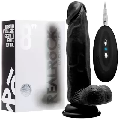 Vibrador Realístico Preto Realrock 8'' - 14cm