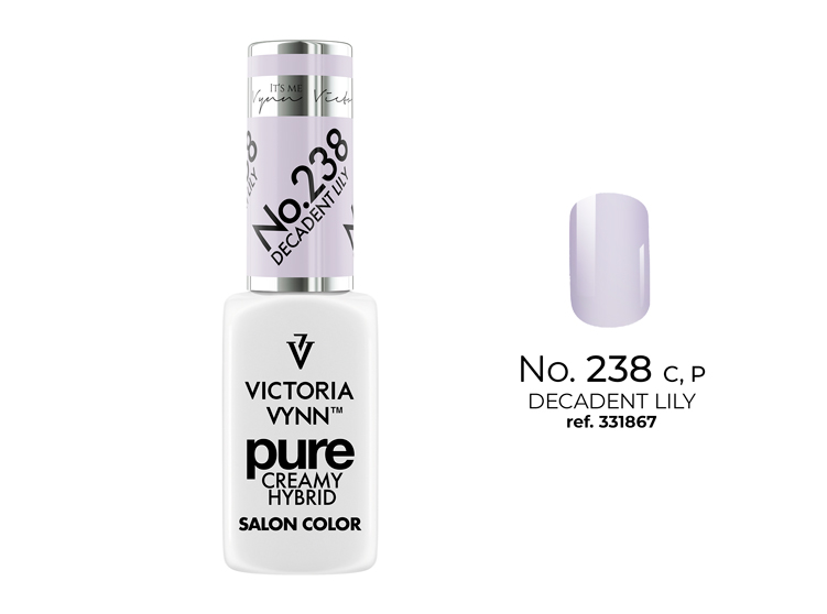 Frasco de verniz de unhas lilás Victoria Vynn Pure Creamy Hybrid No. 238 Decadent Lily