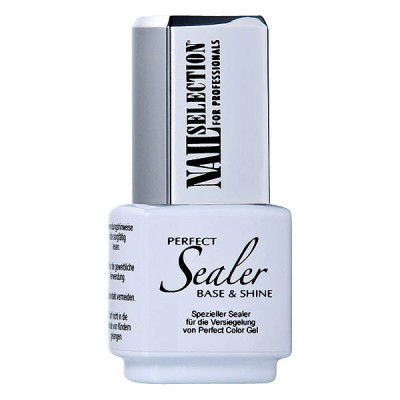 Frasco de verniz para unhas branco com tampa prateada e texto preto.