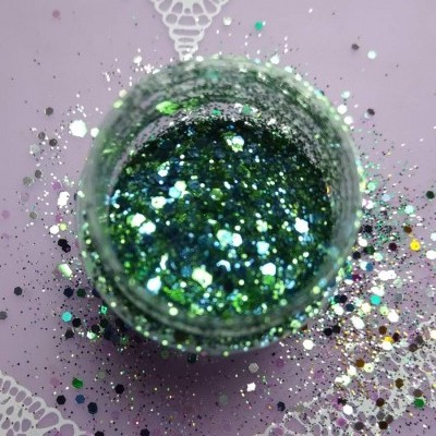Glitter e Confetis Verdes e Azuis - 10 gr