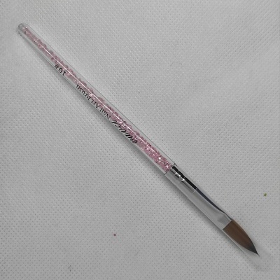 Pincel de unhas com cabo transparente e purpurina rosa