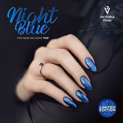 Victoria Vynn - Top Coat Night Blue (Glitter Azul) - No Wipe - 8 ml