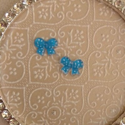 Laços Azuis Claros com Bolinhas - 1 Par