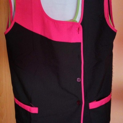 Bata de estética Preta e Cor de Rosa