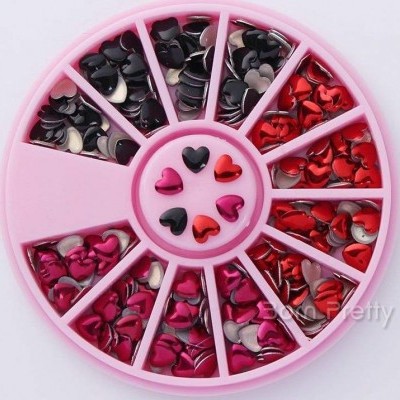 Rodinha Tachas em Coração - Preto, Rosa e Vermelho