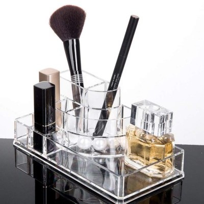 Organizador de Maquilhagem - Acrílico com 4 cubículos para batons, pinceis, etc.