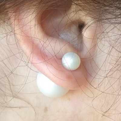 Brincos Pérolas Branco Opaco - Grande e Pequena