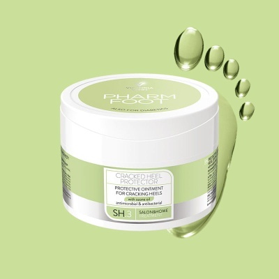 Creme protetor para calcanhares partidos em embalagem branca com rótulo verde e branco