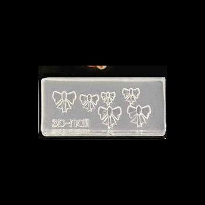 Bloco transparente com desenhos brancos de laços e texto 3D-nail