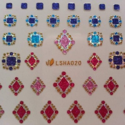 Autocolantes 3D com quadrados e losangos brilhantes LSHA020