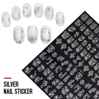 Autocolantes com Cornucópias 3D - Prateado