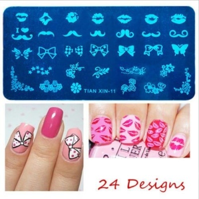 Placa de Carimbos 11 - Laços, Bigodes, Flores, Beijos, Lábios