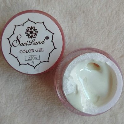 Gel de cor para unhas SaviLand com embalagem rosa e gel branco no interior