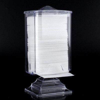 Dispensador transparente com lenços de papel brancos