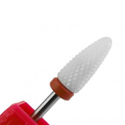 Broca de cerâmica branca texturizada com base vermelha