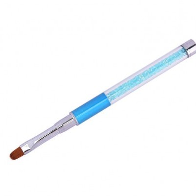 Pincel de unhas azul com glitter e cerdas marrons