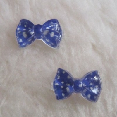 Laços Azuis Escuros com Bolinhas - 1 Par