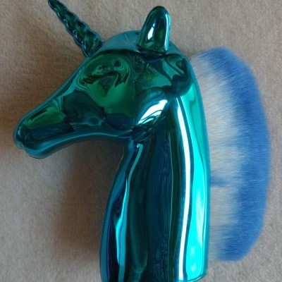 Escova de pó para unhas em forma de unicórnio - Azul