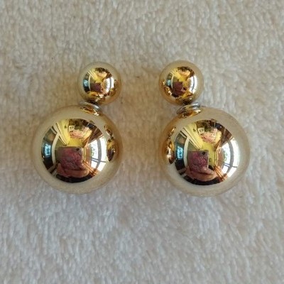 Brincos Bolas Douradas - Grande e Pequena