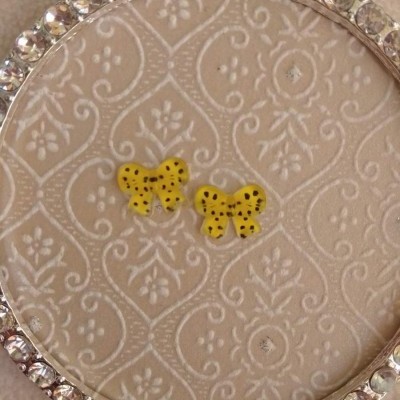 Laços Amarelos com Bolinhas - 1 Par