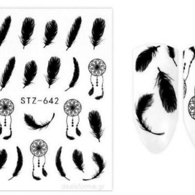 Decalques de Penas Pretas e Caça-Sonhos - STZ-642