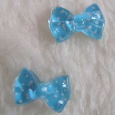 Laços Azuis Claros com Bolinhas - 1 Par