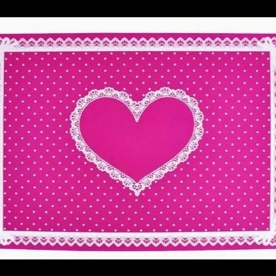 Tapete de Silicone com Coração - Cor de Rosa - Pequeno