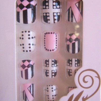 Unhas de Colar - Preto, Branco e Rosa