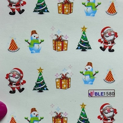 Adesivos de Natal com Pai Natal, árvore, presente, boneco de neve e chapéu de festa