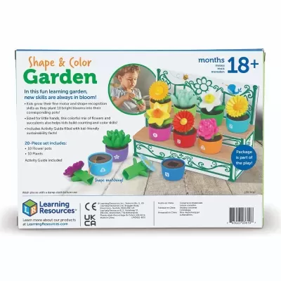 Brinquedo educativo Shape & Color Garden para crianças 18+ meses com flores coloridas e vasos