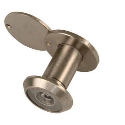 Olho mágico metálico prateado para porta com tampa