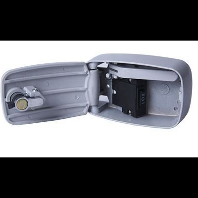 Cofre pequeno aberto cinzento com fechadura de combinação