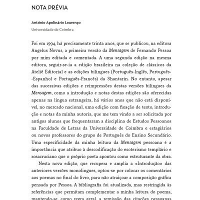 Página de texto em português com título 'NOTA PRÉVIA' e texto justificado