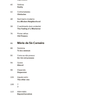 Página de livro com títulos e traduções em português e inglês