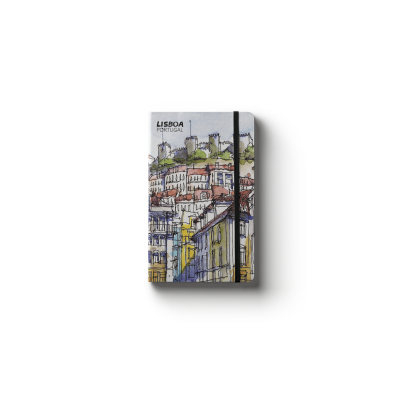 Livro de Notas A6 c/elástico Lisboa Sketch - Vista p/Castelo de de S. Jorge