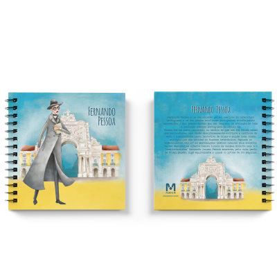 Bloco 10x10cm c/argolas Linha Ilustrada Fernando Pessoa c/Arco da Rua Augusta (PT)