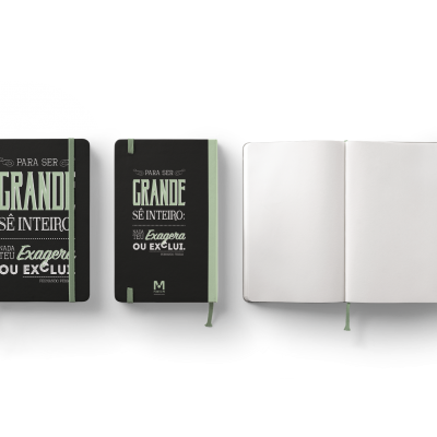 Livro de Notas A5 c/elástico Fernando Pessoa - Para ser grande sê inteiro, nada teu exagera ou exclui