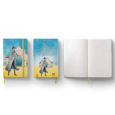 Livro de Notas A5 c/elástico - Linha Ilustrada Fernando Pessoa (Arco Rua Augusta)