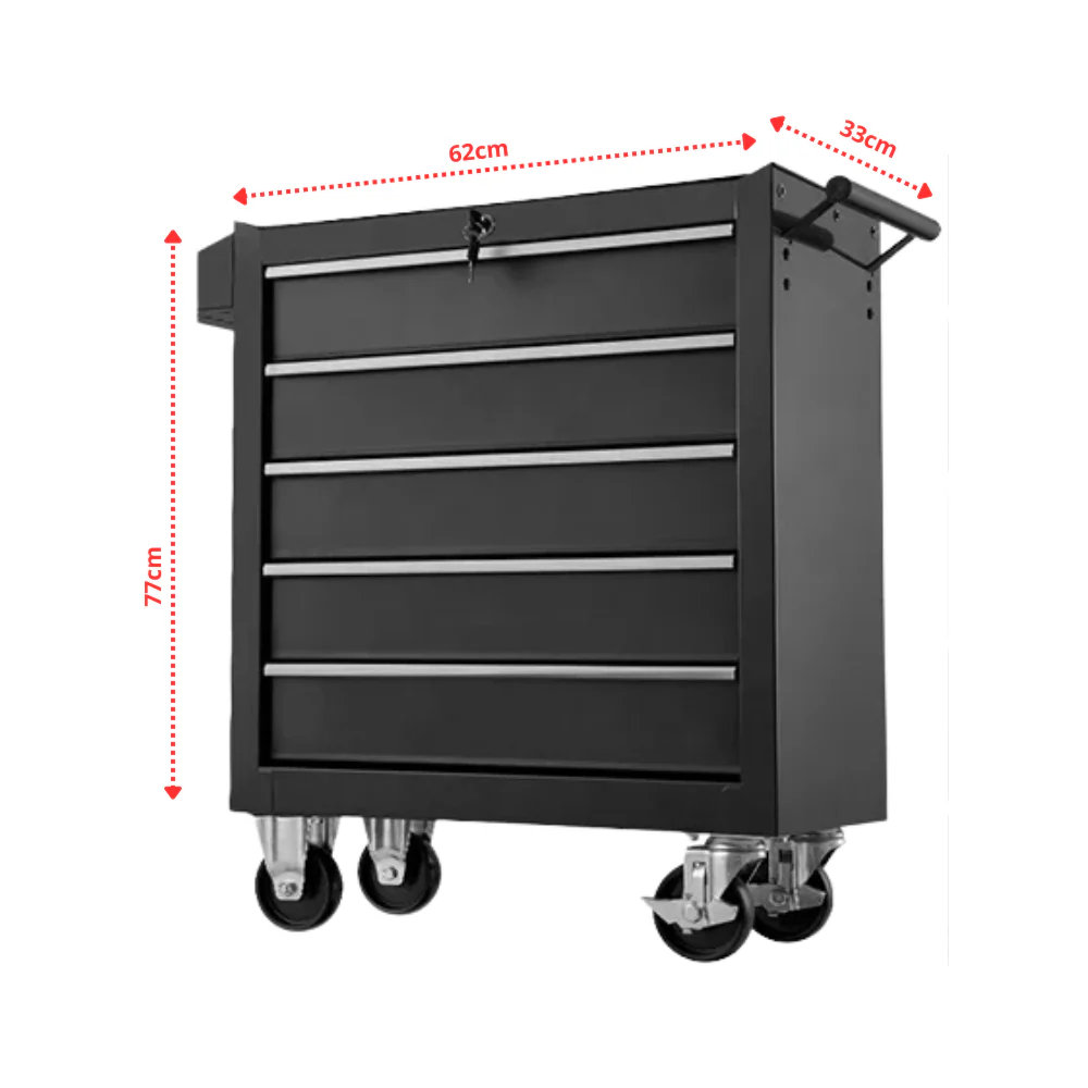 CARRINHO BANCADA METÁLICO BARBER TROLLEY CRUX Carrinho de ferramentas preto com cinco gavetas e rodas