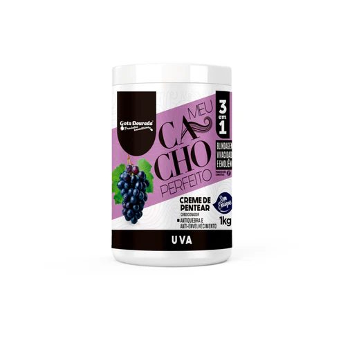 Creme de pentear Gota Dourada Meu Cacho Perfeito 3 em 1 uva 1kg