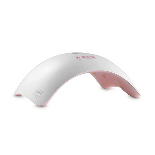 Pollie Catalisador Led Uv 48W MOON LIGHT Dispositivo em forma curva branco e rosa com texto Polilac