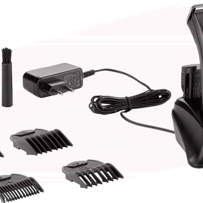 Conjunto para cortar cabelo com máquina, pentes, escova, óleo e carregador