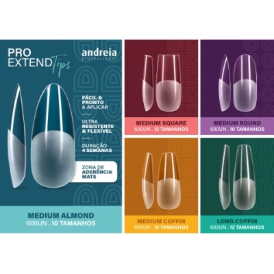 Tips Unhas PRO Extend Medium Coffin Andreia